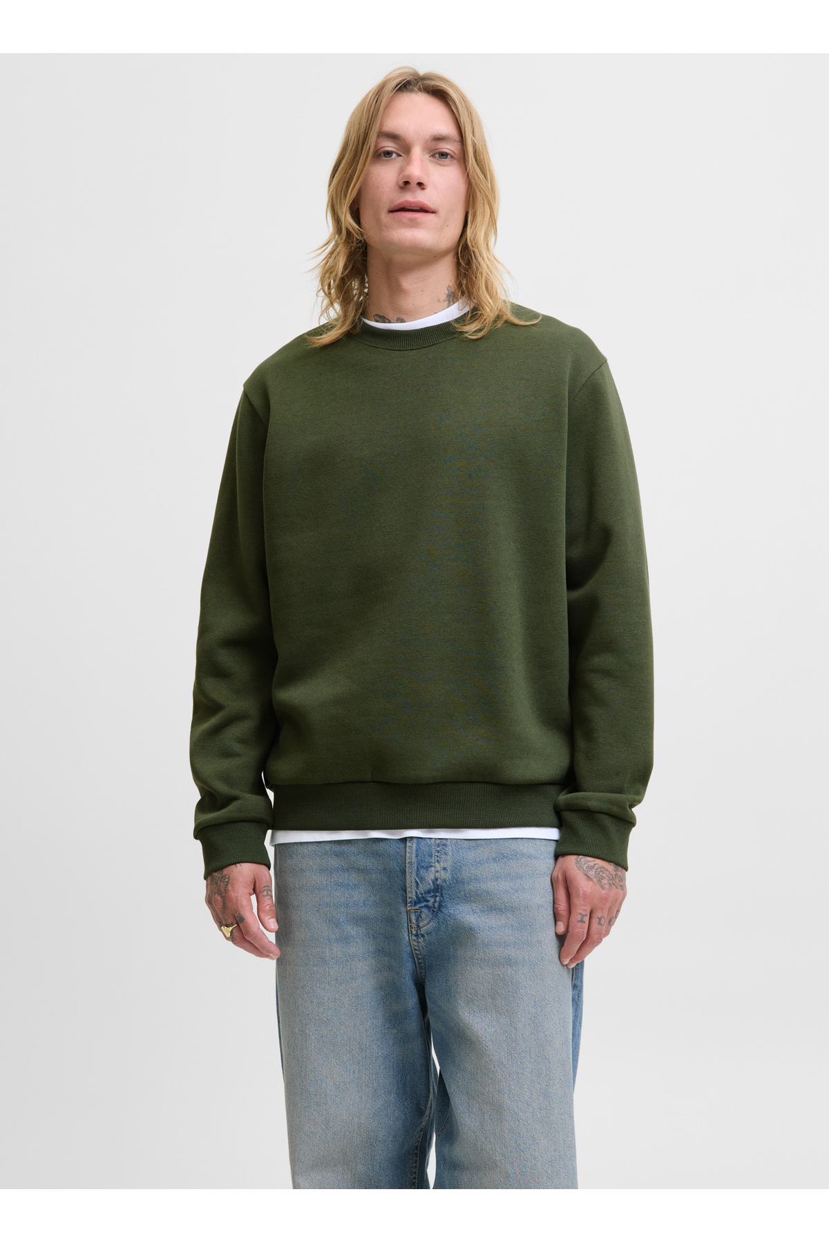 سویشرت مردانه سبز 12249341_JJEBRADLEY SWEAT CREW NOOS جک اند جونز سویشرت Jack & Jones
