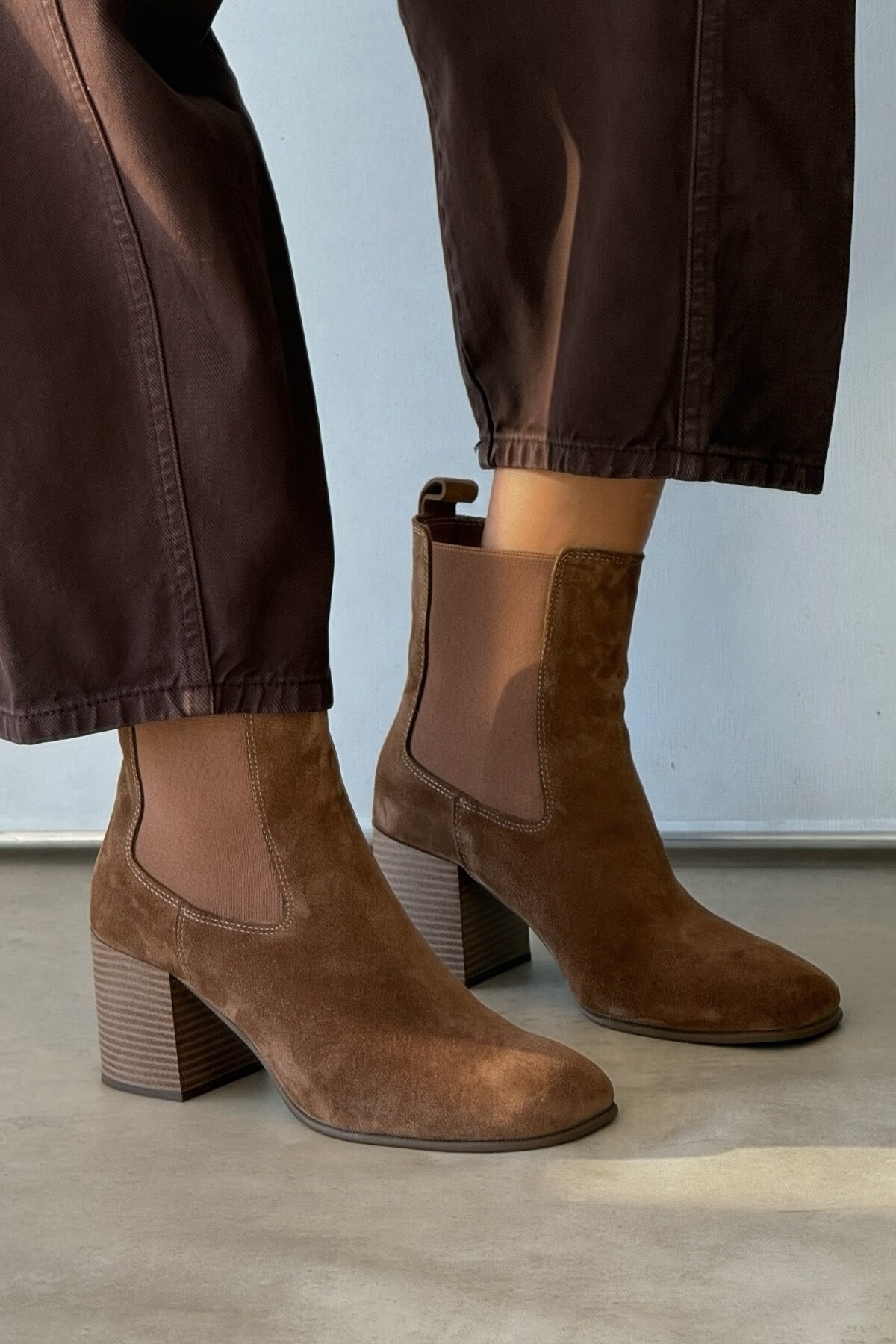 nope21shoess Lizbon Toprak Hakiki Deri Süet Bot görsel 4