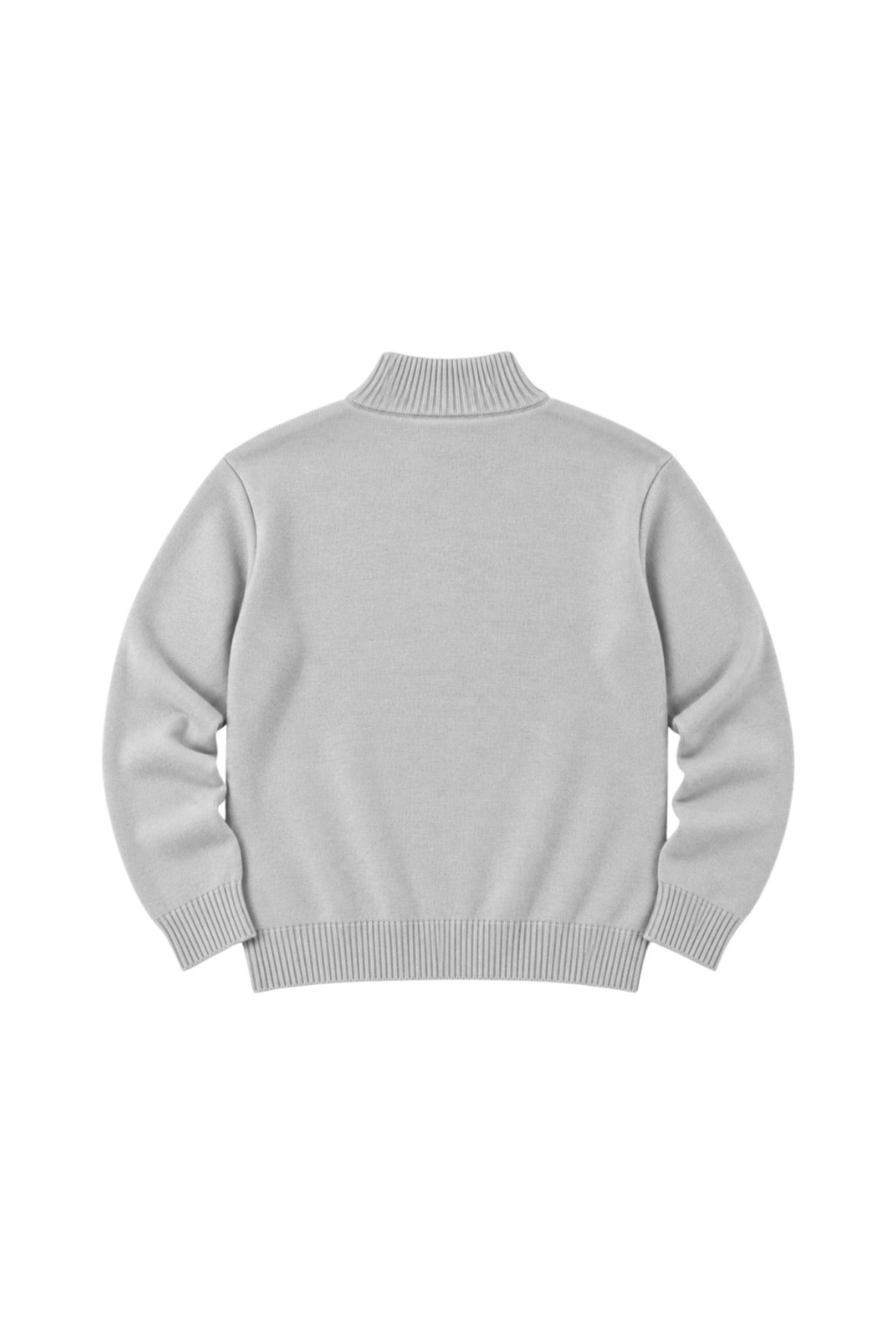 BattalModa Erkek Büyük Beden Açık Gri Hattush Fermuarlı Dik Yaka Triko Kazak 3XL-4XL-5XL-6XL görsel 5