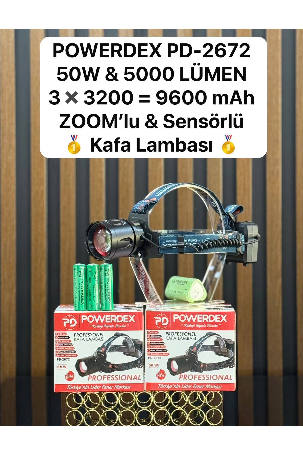 powerdex pd-2672 50w & 5000 lümen 3*3200=9600 mah zoomlu