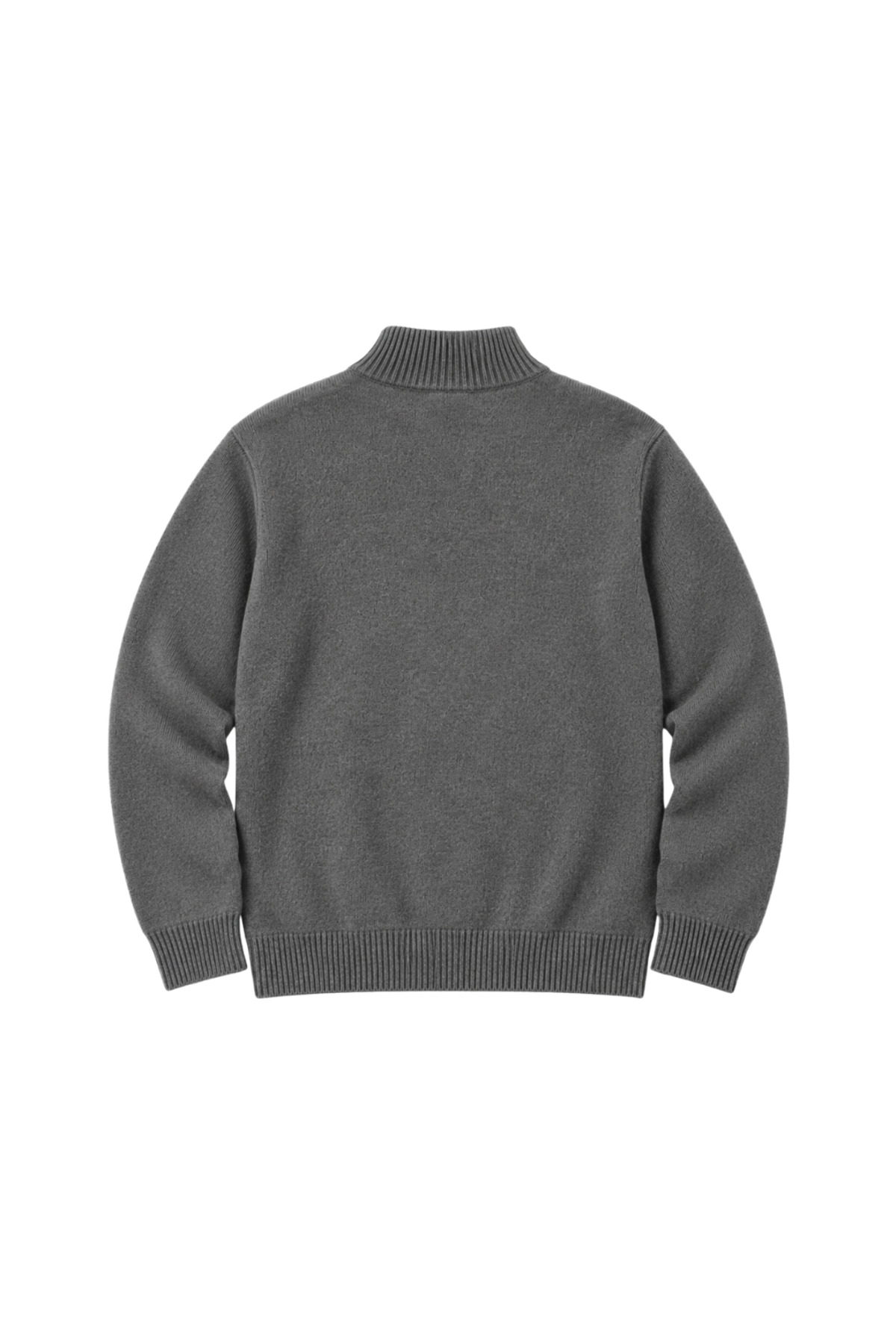 BattalModa Erkek Büyük Beden Füme Hattush Fermuarlı Dik Yaka Triko Kazak 3XL-4XL-5XL-6XL görsel 5