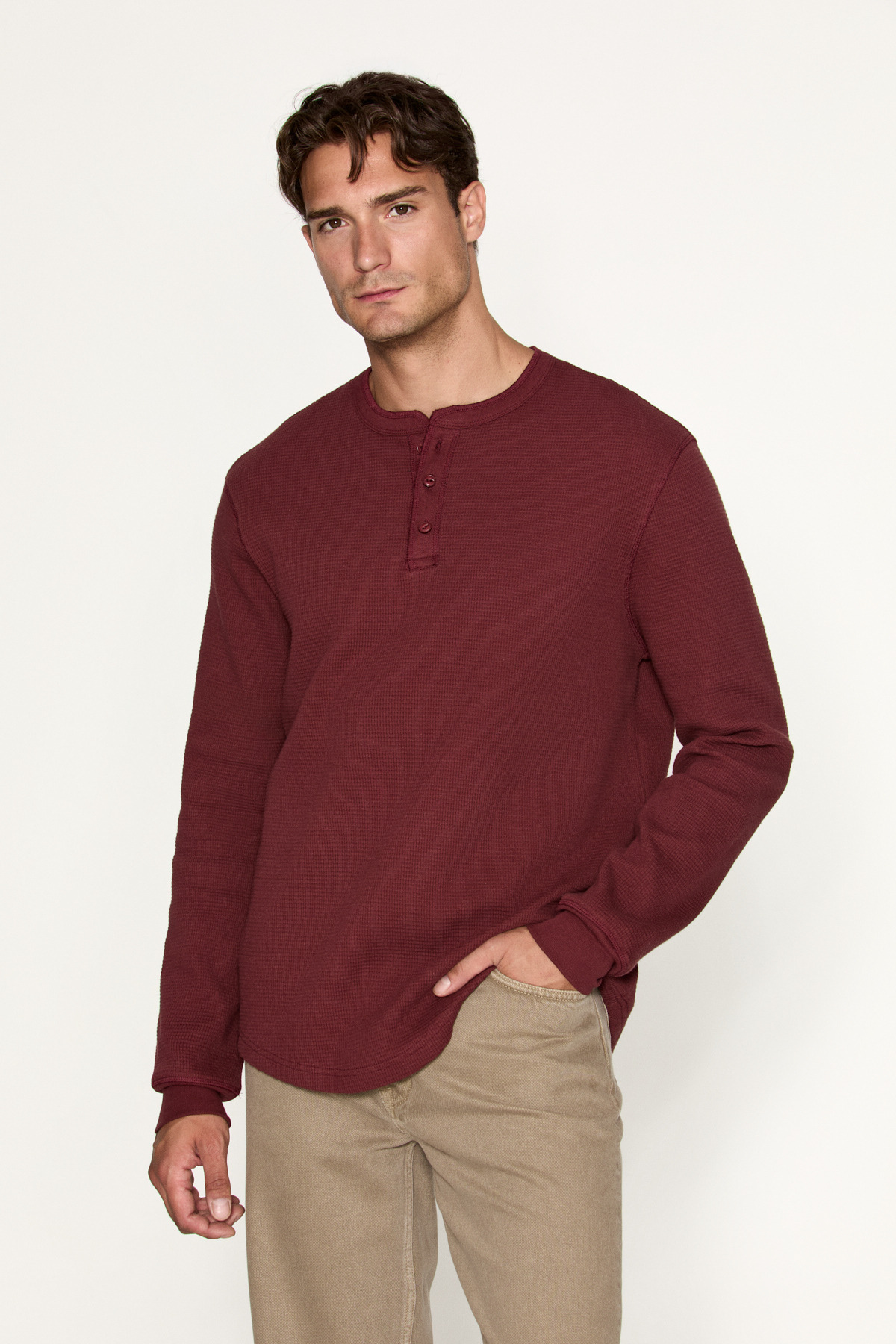 GRIMELANGE SIELLA Erkek Organik Pamuklu Patlı Uzun Kollu Bordo Sweatshirt — زرشکی SIELLA382026