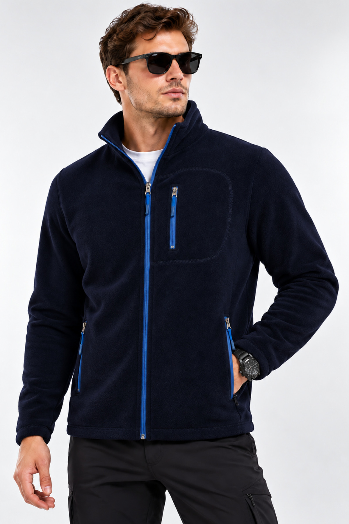 Unisex Polar Tam Fermuarlı 3 Cepli Tüylenme Yapmaz Soğuğa Karşı Dayanaklı Spor Erkek-Kadın Polar Tekli — رنگارنگ TAMPLR-UNİSEX — تصویر 2 از 5