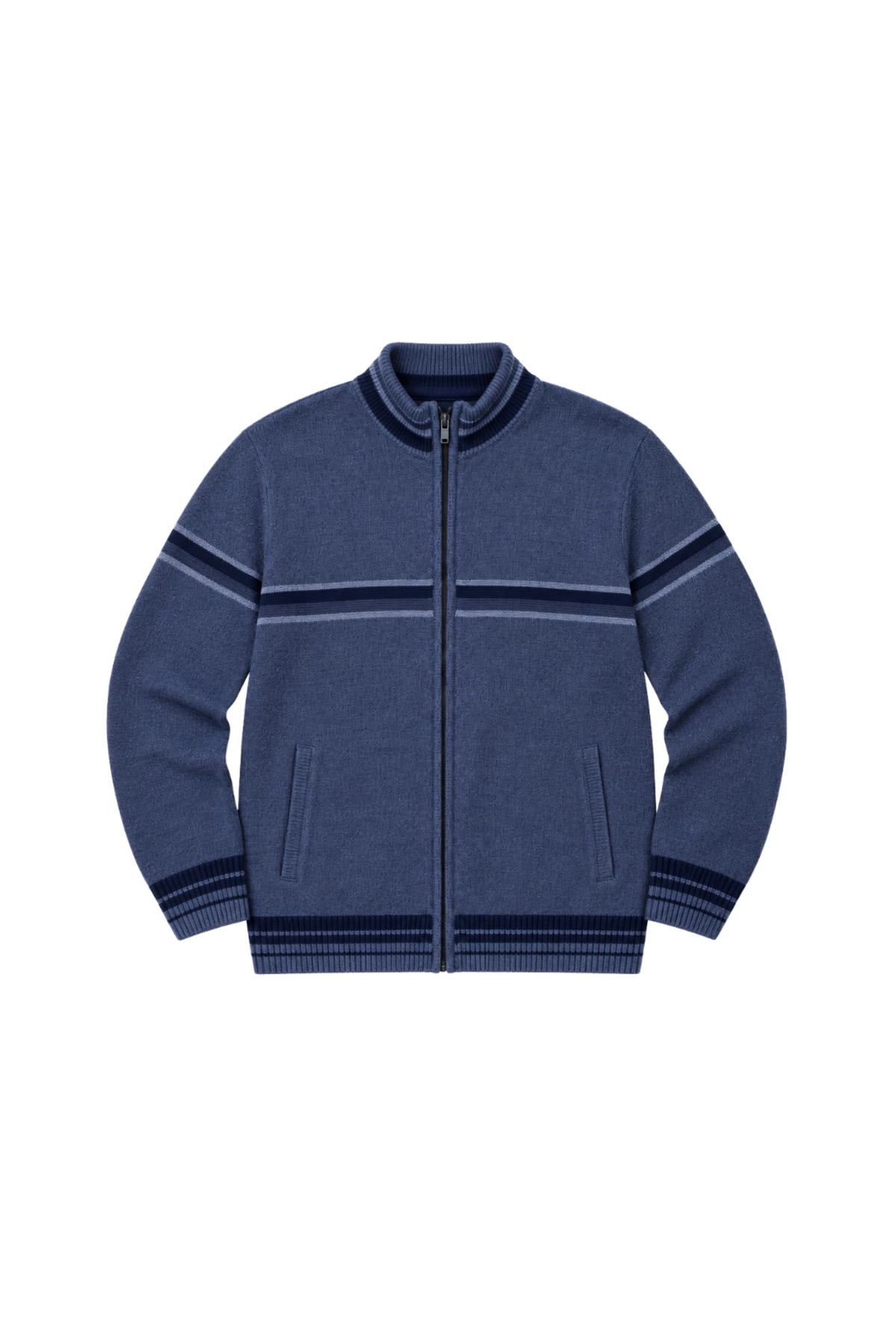 BattalModa Erkek Büyük Beden İndigo Desenli Cepli Triko Hırka 3XL-4XL-5XL-6XL görsel 4