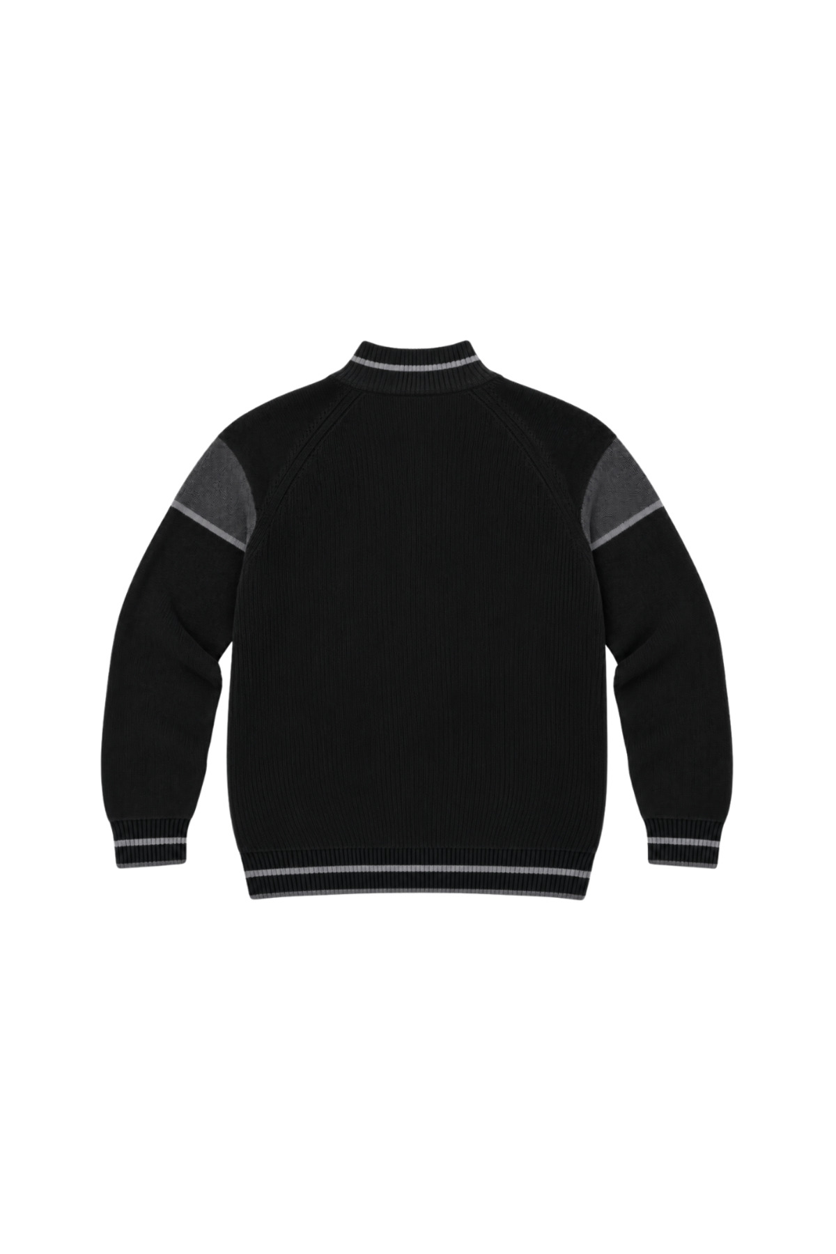 BattalModa Erkek Büyük Beden Siyah Hattush Fermuarlı Dik Yaka Desenli Triko Kazak 3XL-4XL-5XL-6XL görsel 5