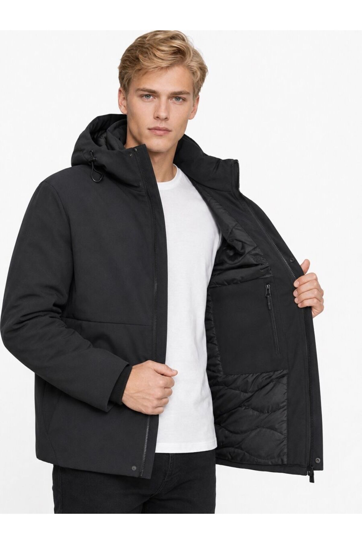 Regular Fit Erkek Mont — مشکی LF2043837_Q1.V1 — تصویر 3 از 7
