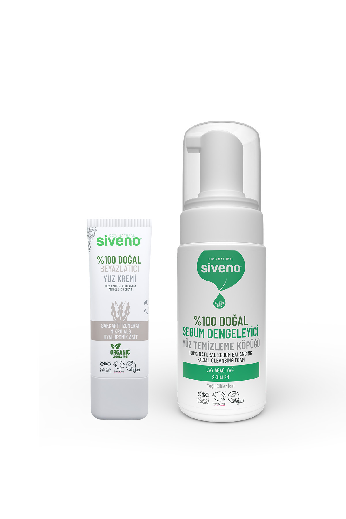 %100 Doğal Yağlı Cilt Yüz Temizleme Köpüğü 100 ml ve Beyazlatıcı Yüz Kremi 30 ml — SSET-003040 — تصویر 2 از 2