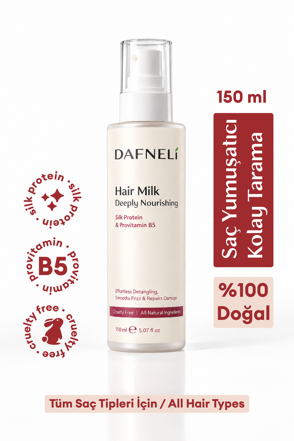 %100 Doğal Saç Bakım Sütü (Tarama Kolaylığı & Hasar Onarımı) 150 ml — HM-001