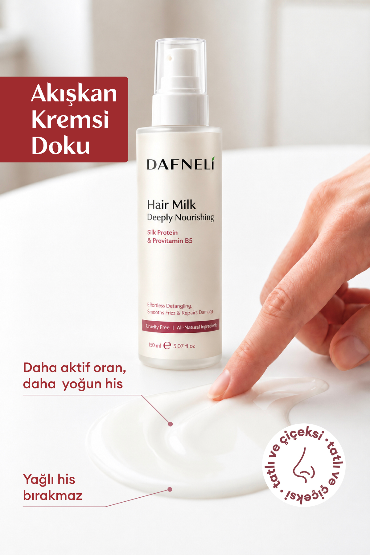 %100 Doğal Saç Bakım Sütü (Tarama Kolaylığı & Hasar Onarımı) 150 ml — HM-001 — تصویر 7 از 8
