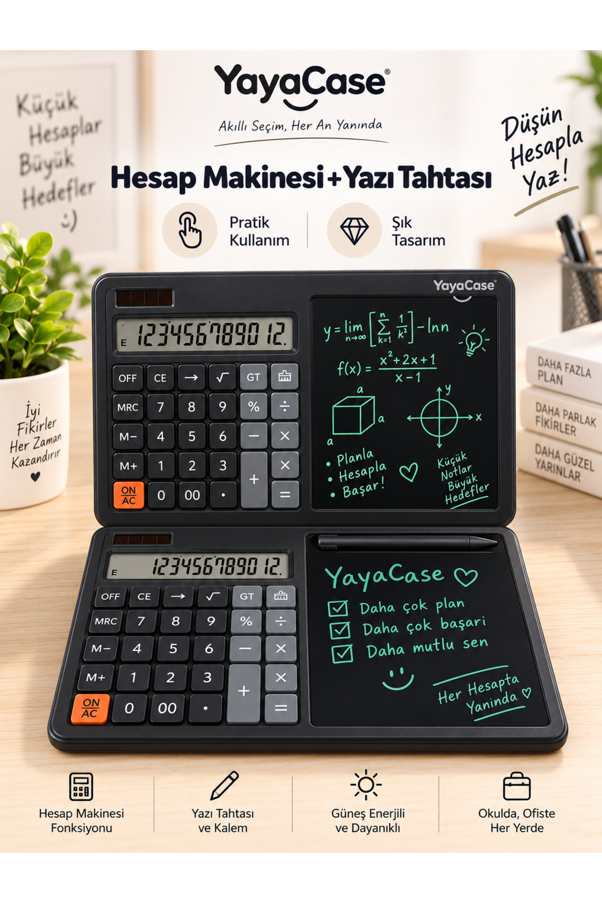 YAYACASE LCD Yazı Tabletli 12 Haneli Hesap Makinesi