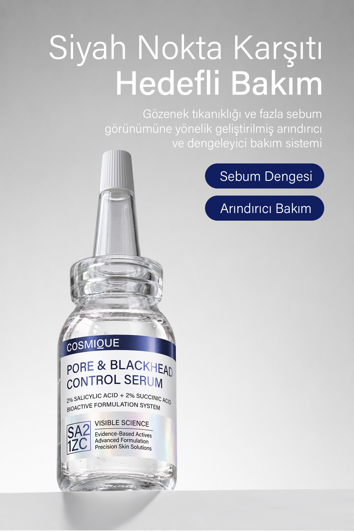 %2 Salisilik Asit + %2 Süksinik Asit + %1 Zinc PCA - Gözenek ve Siyah Nokta Karşıtı Cilt Bakım Serumu 25 ml — CSM005 — تصویر 4 از 6