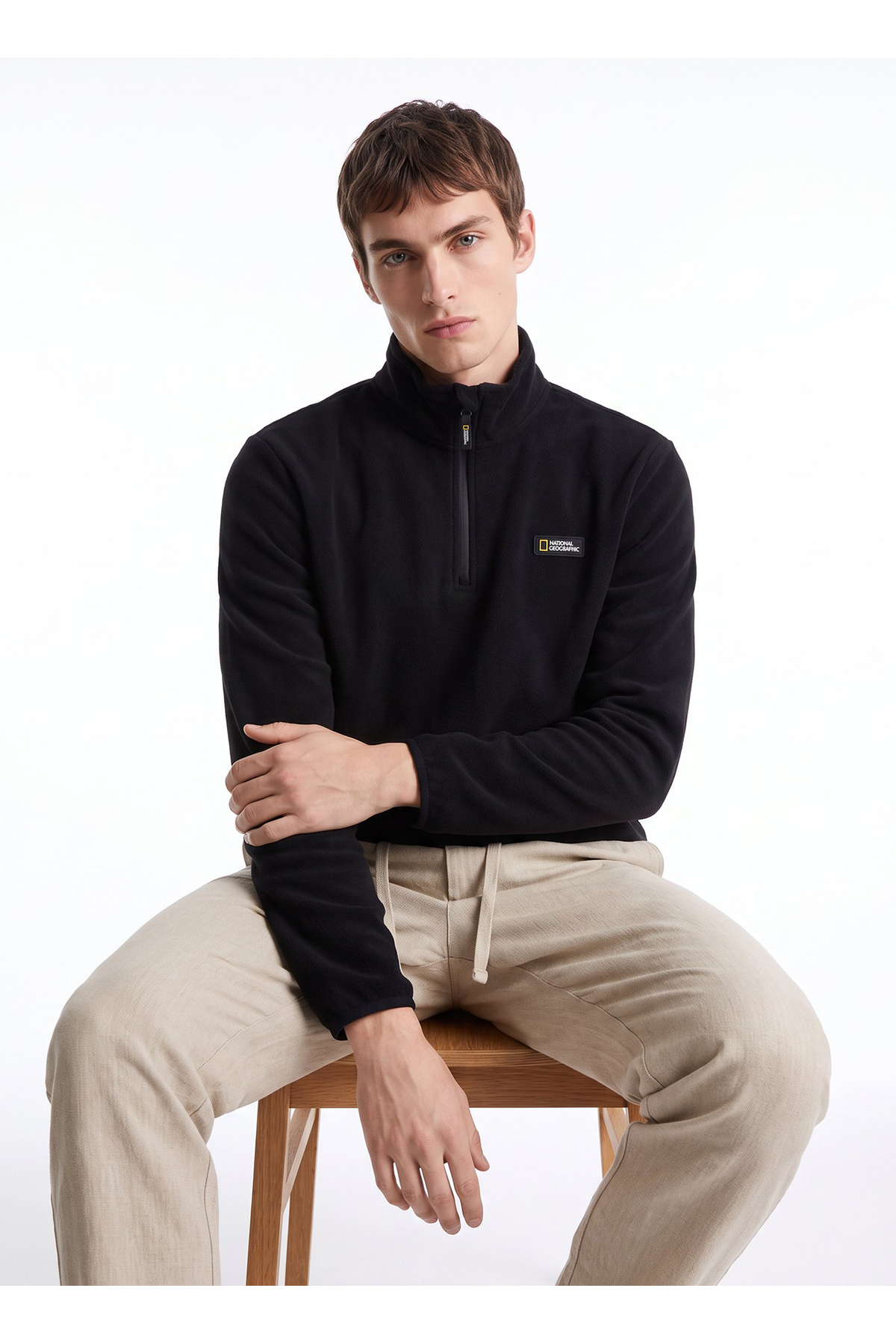 Siyah Erkek Polar Sweatshırt N6WM-SWT4050 — مشکی 5003384805 — تصویر 2 از 8