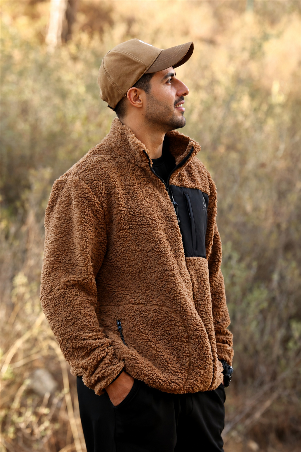 Erkek Kahverengi Kuzu Welsoft Polar Ceket Dik Yaka Fermuarlı Oversize — قهوه‌ای E0600-EQ — تصویر 6 از 8