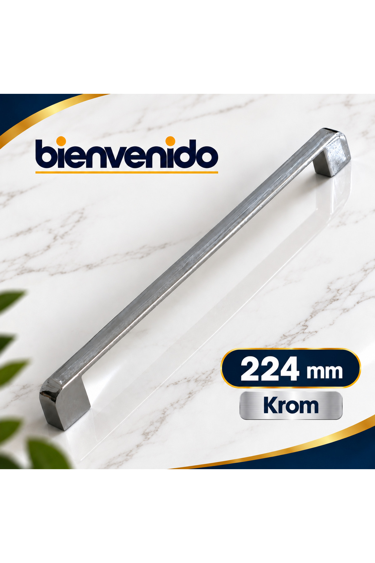 Gölcük Oval Mobilya Mutfak Çekmece Dolap Dolabı Kapak Metal Kulpu Krom 224 Mm BIE-KUL-GLC-224-KRM, one size