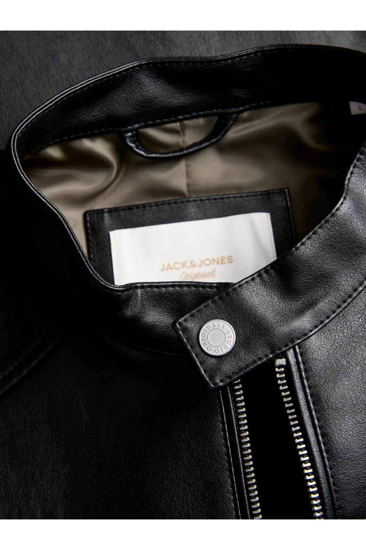 ژاکت موتورسواری PU مشکی مردانه مدل Noos جک اند جونز کت Jack & Jones