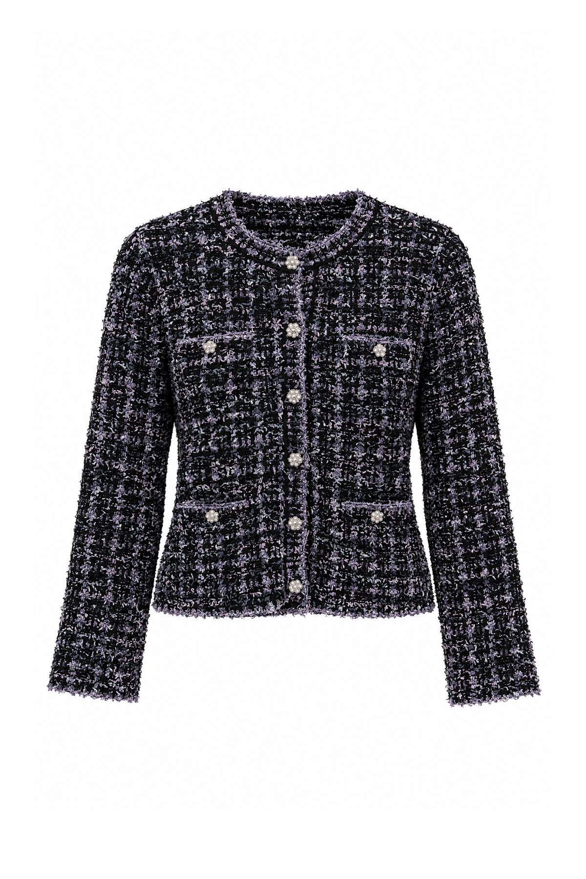Trendyolmilla Siyah Crop Tüvit Görünümlü Yumuşak Dokulu Triko Hırka TWOAW27HI00189