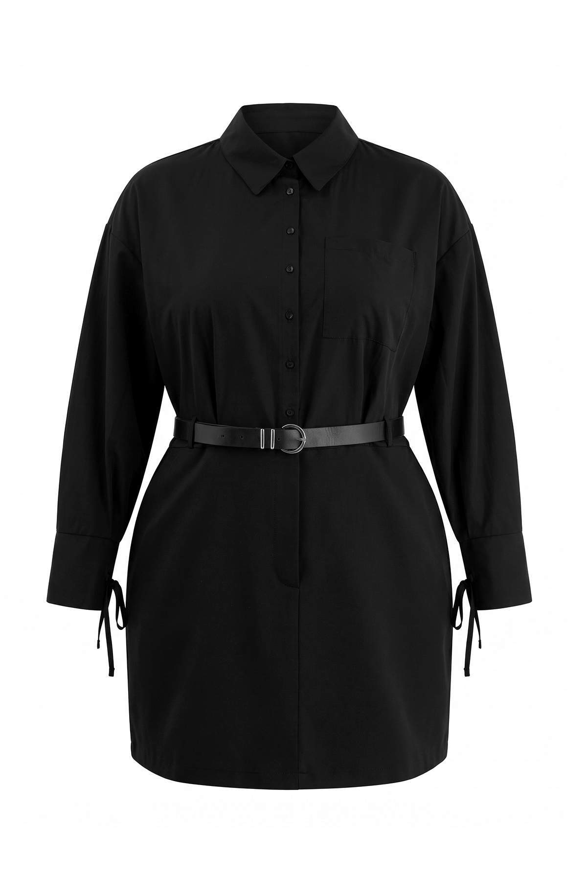 Trendyolmilla Curve Siyah Dokuma Büyük Beden Elbise TBBAW27AH00013