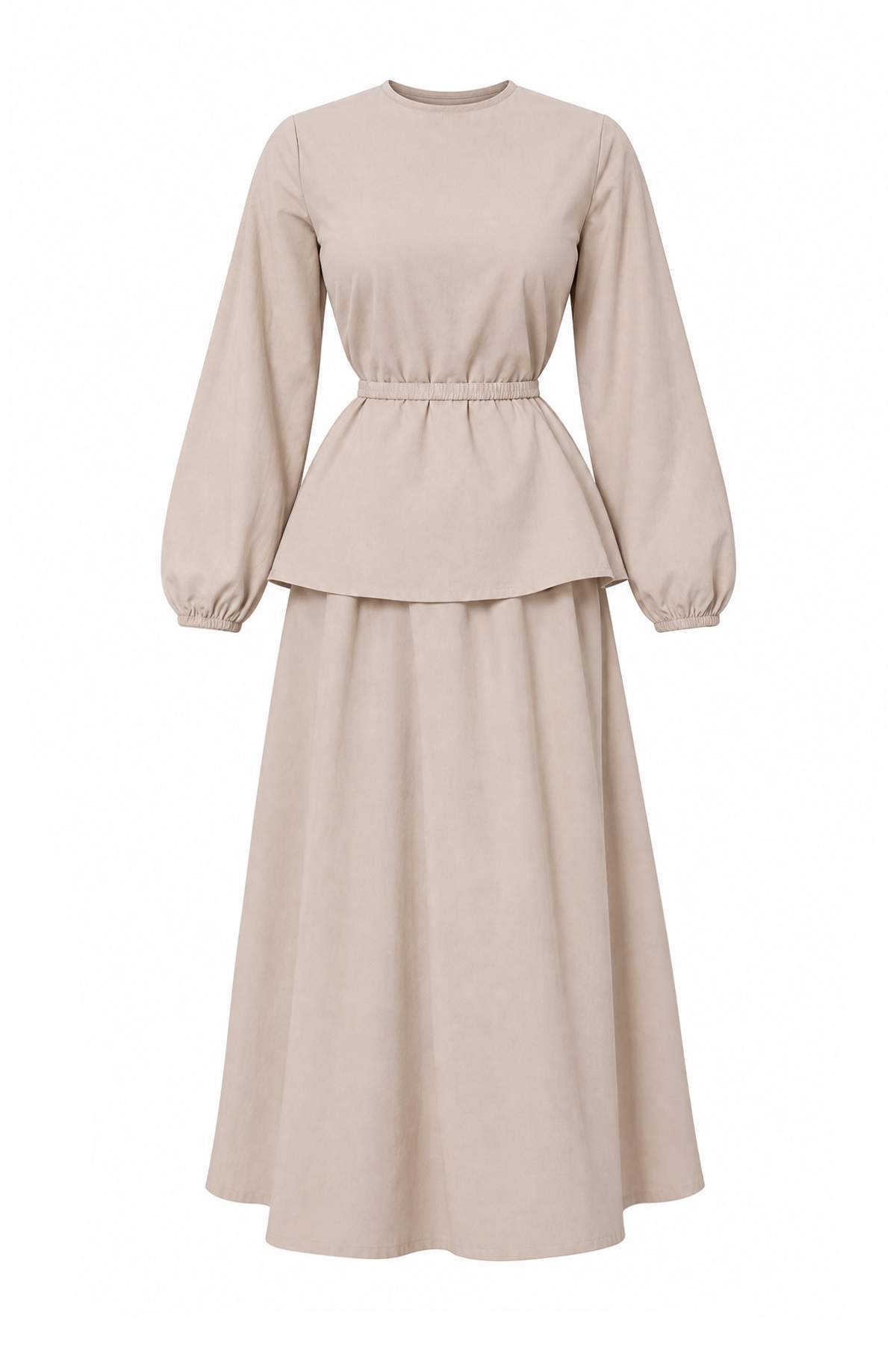 Trendyolmilla Modest Taş Regular Terrycotton Düz Dokuma Kemer Detaylı Tesettür Alt - Üst Takım TCTSS26US00031