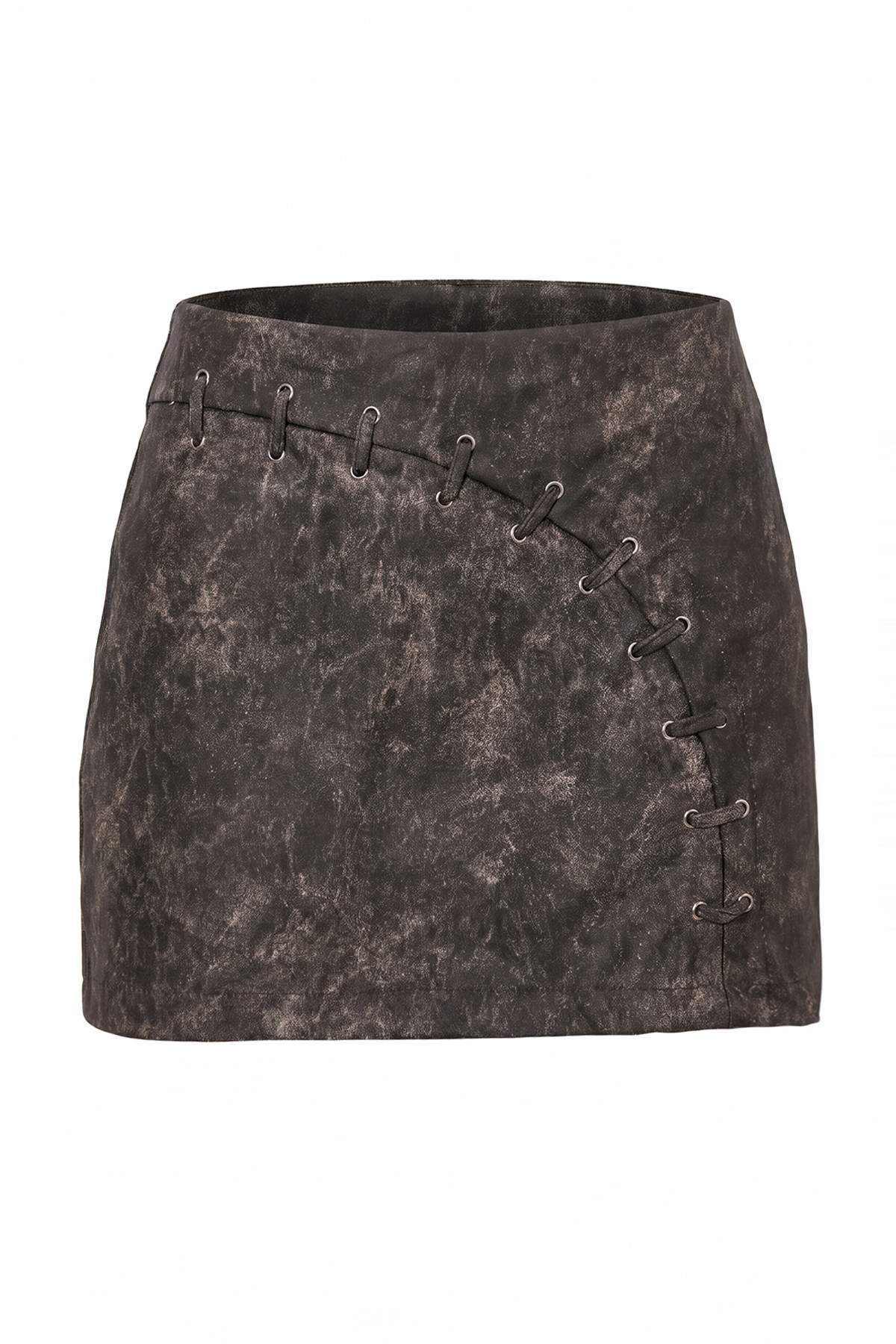 Trendyolmilla Koyu Kahverengi Mini Suni Deri Etek TPRAW27ET00013