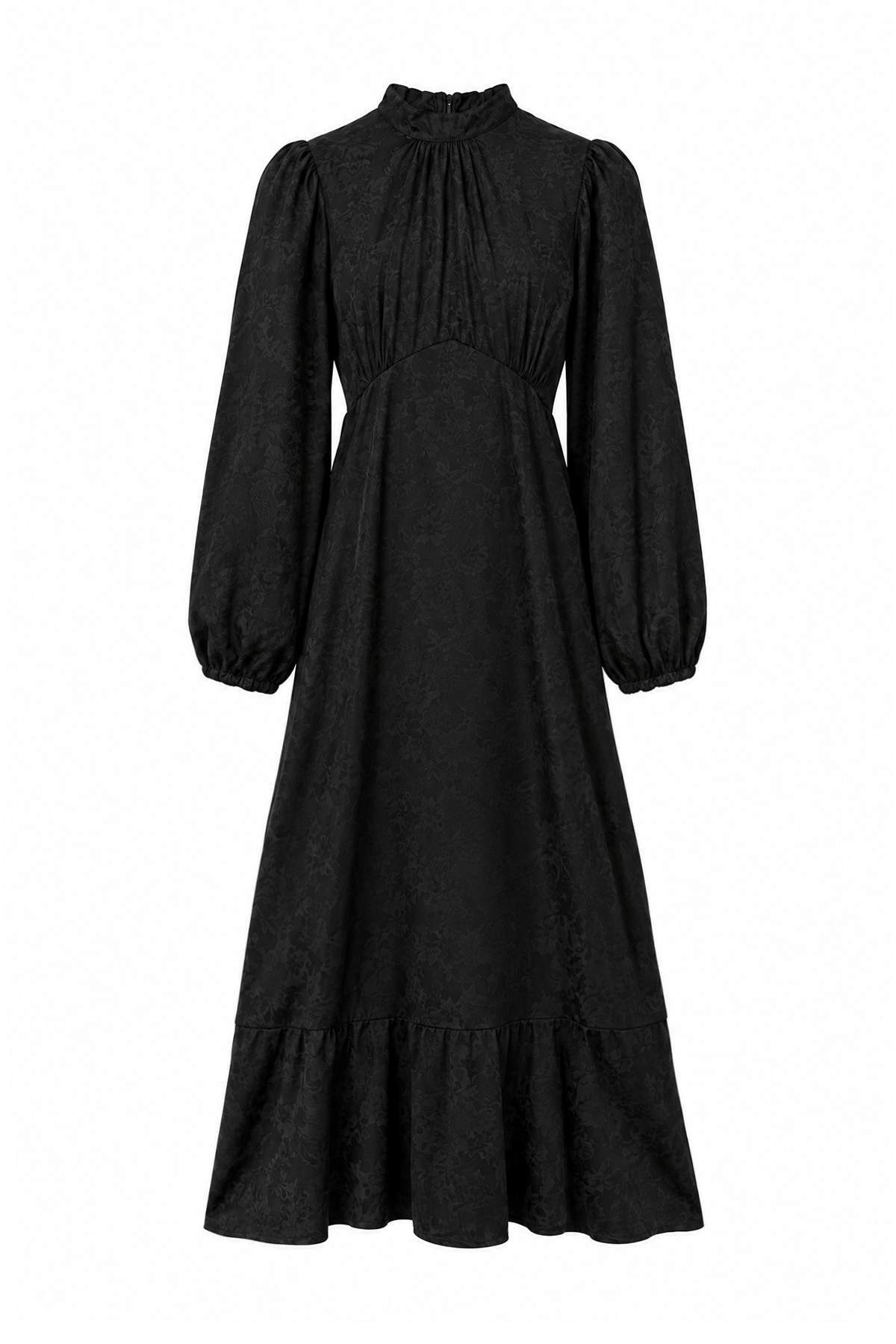 Trendyolmilla Modest Siyah Astarsız Çiçekli Dokuma Elbise&Tulum Tesettür Elbise TCTSS26EB00219