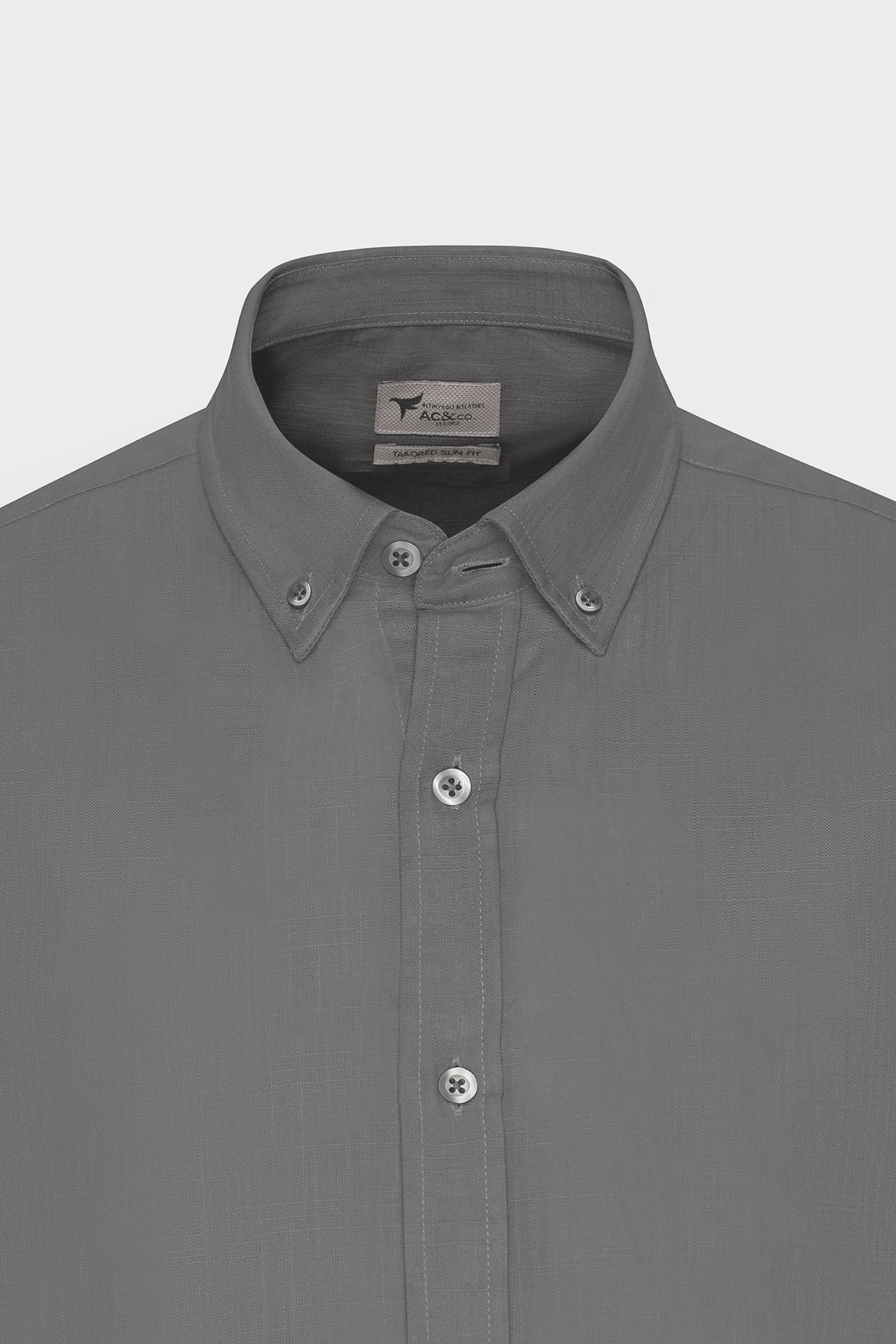 AC&Co / Altınyıldız Classics Erkek Antrasit %100 Pamuk Nefes Alabilen Terletmez Slim Fit Gömlek Flamlı görsel 8