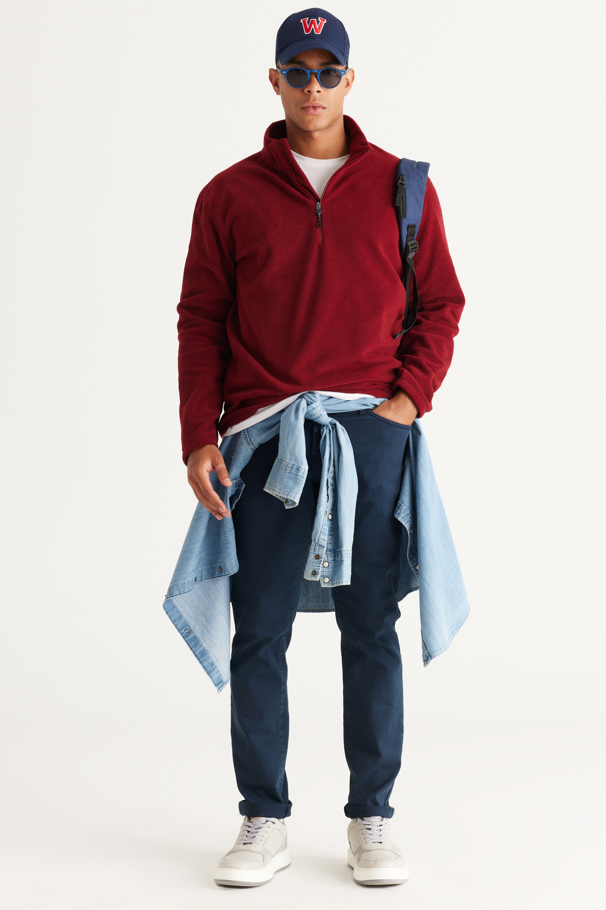 AC&Co / Altınyıldız Classics Erkek Bordo Anti-pilling Tüylenme Yapmayan Isı Koruyan Standart Fit Dik Yaka Polar Sweatshirt görsel 4