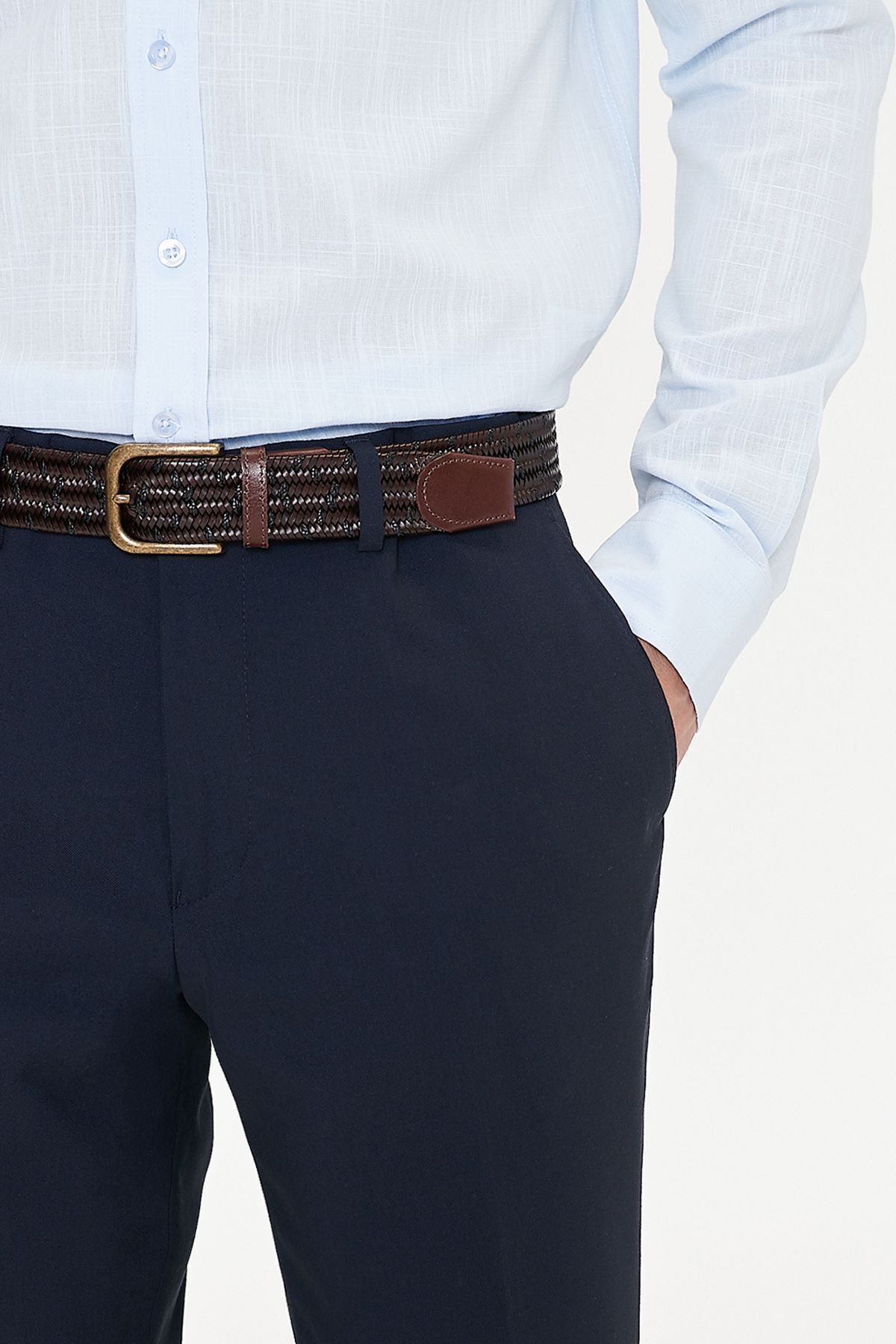 AC&Co / Altınyıldız Classics Erkek Lacivert Comfort Fit Rahat Kesim Yan Cepli Esnek Klasik Pantolon görsel 6
