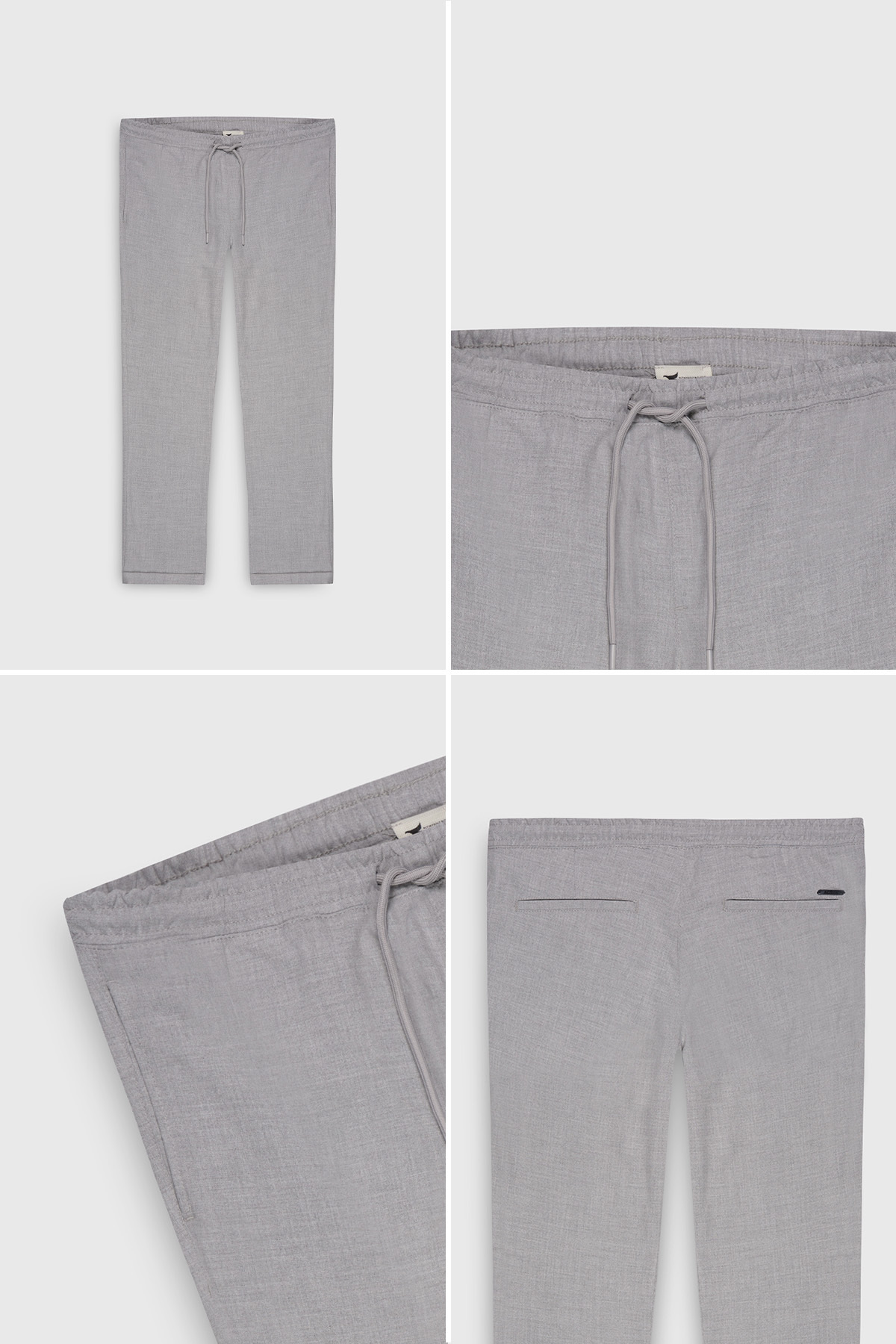 AC&Co / Altınyıldız Classics Erkek Gri Non-Iron Ütü Gerektirmeyen Diz İzi Yapmayan Beli Bağlamalı Jogger Pantolon Slim Fit görsel 4