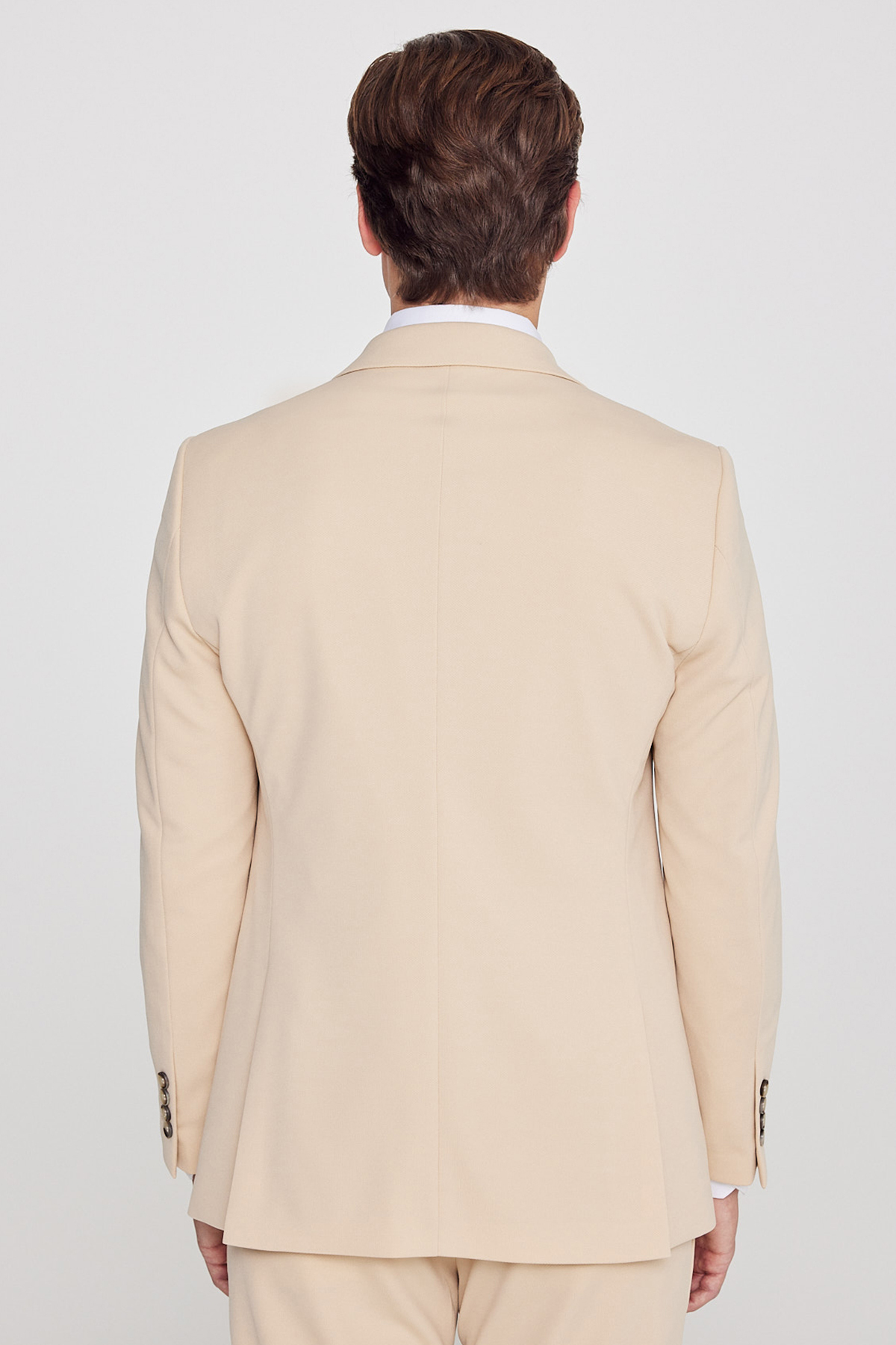 AC&Co / Altınyıldız Classics Erkek Bej Slim Fit Dar Kesim Mono Yaka Beli Bağlamalı Kapak Cepli Esnek Takım Elbise görsel 8