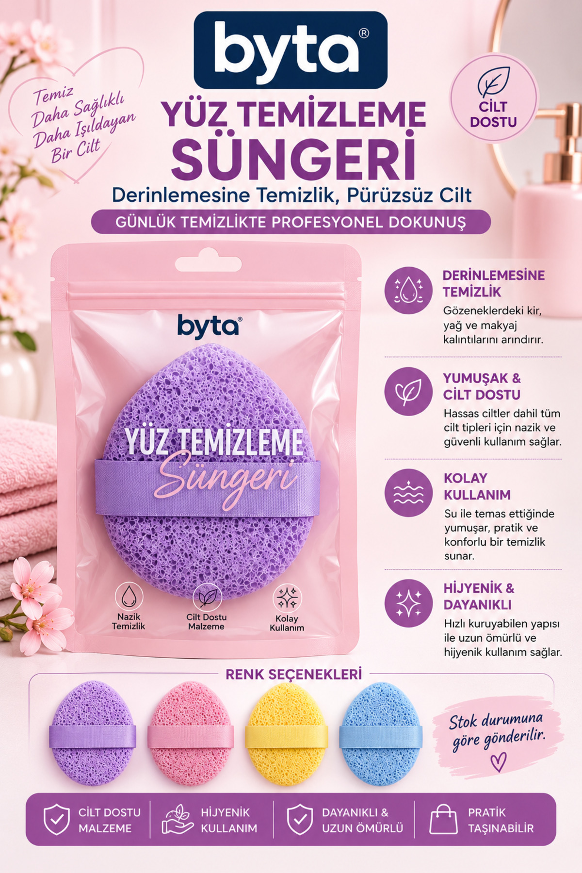 BYTA Parmak Bantlı Yüz Temizleme Süngeri – Gözenekli Günlük Cilt Temizleme Süngeri — BYTA-AYK-030