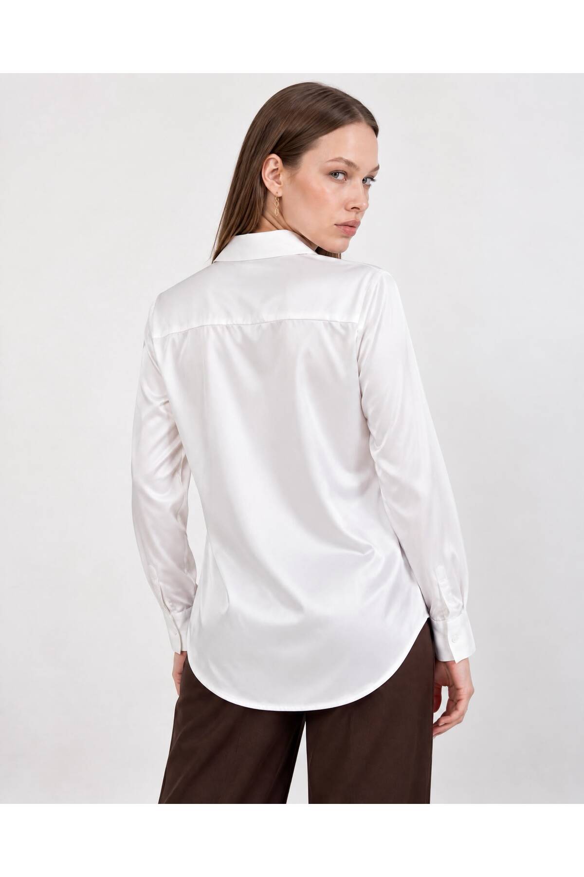 PERA MODA Saten Yüzeyli Fitted Gömlek görsel 2