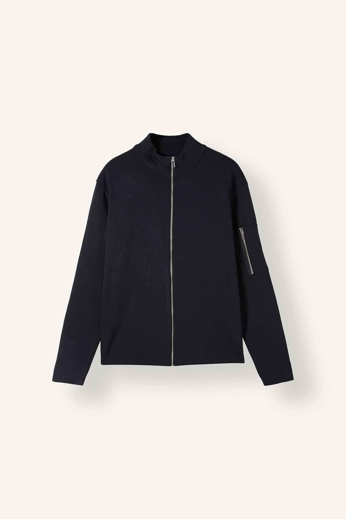 لباس بافتنی با زیپ یقه کالج استاندارد فیت Bomber Cardigan F7641AX26AU — سرمه‌ای — تصویر 5 از 6