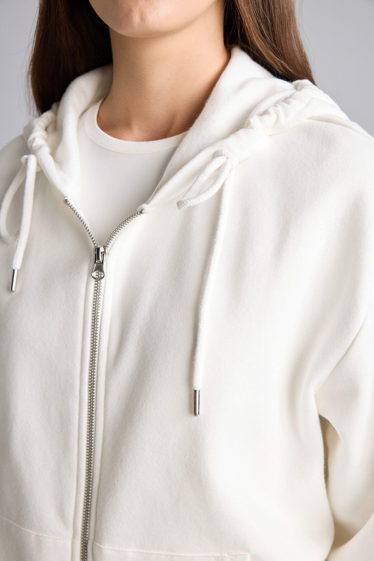 DeFacto Relax Fit Kapüşonlu Cepli Basıc Fermuarlı Sweatshirt C1809AX24WN görsel 4