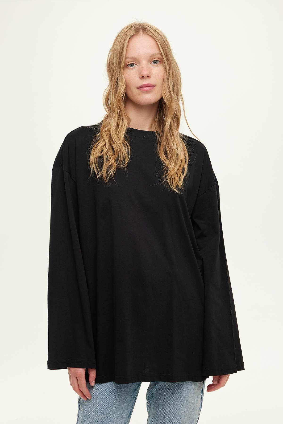 Manuka GENİŞ KOL OVERSIZE TSHIRT SİYAH