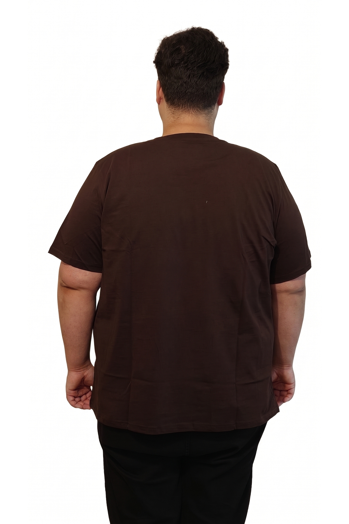 upsize Büyük Beden T-Shirt %100 Pamuk Yumuşak Dokulu Acı Kahve Bisiklet Yaka (4XL-7XL) görsel 2
