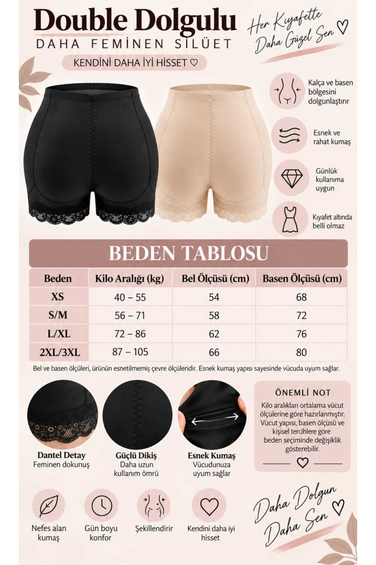 ICOLEXİN Hip Dips Basen ve Popo Dolgulu Çıkartılabilir Push - Up Pedli Korse görsel 5
