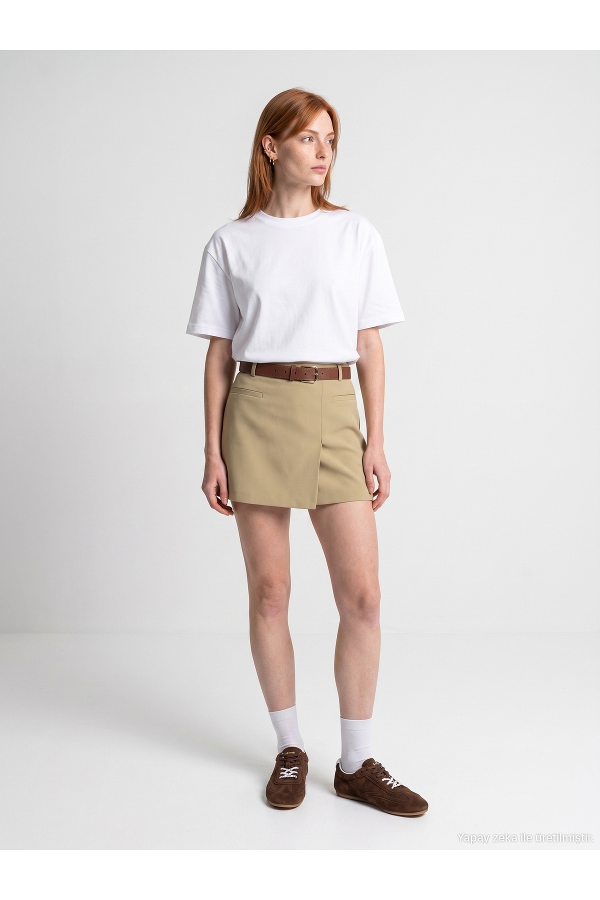 Dilvin 30312 %100 Pamuk Bisiklet Yaka T-Shirt-Beyaz görsel 5