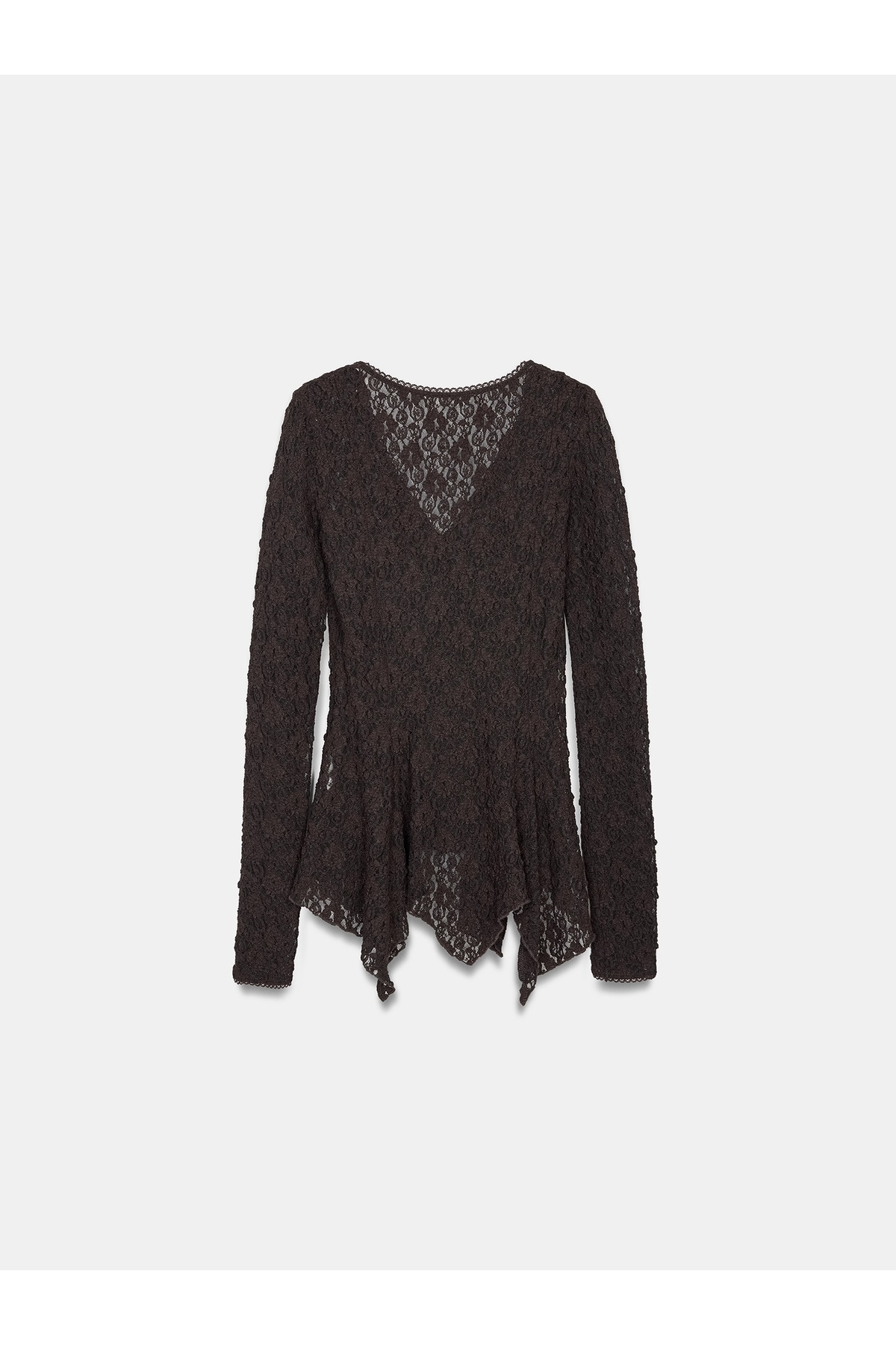 Dilvin 60433 Düğmeli Peplum Dantel Hırka-Koyu Kahve görsel 7