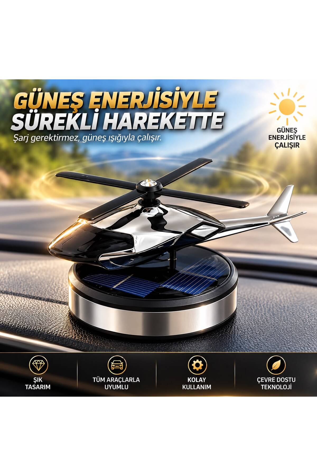 luvroshe Helikopter Araba Kokusu gri Güneş Enerjili OTO-ODA Kokusu Aksesuar Arabanıza Hediye Edin helikopter solar enerjili set