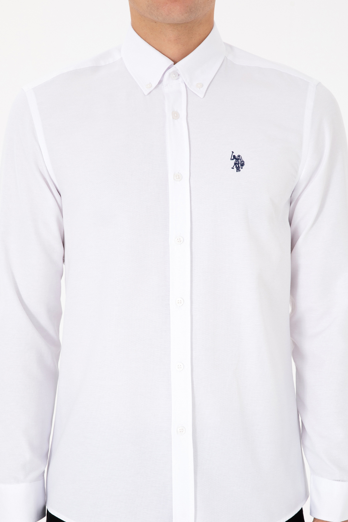 U.S. Polo Assn. Erkek Beyaz Uzun Kollu Basic Gömlek 50316723-VR013 görsel 5