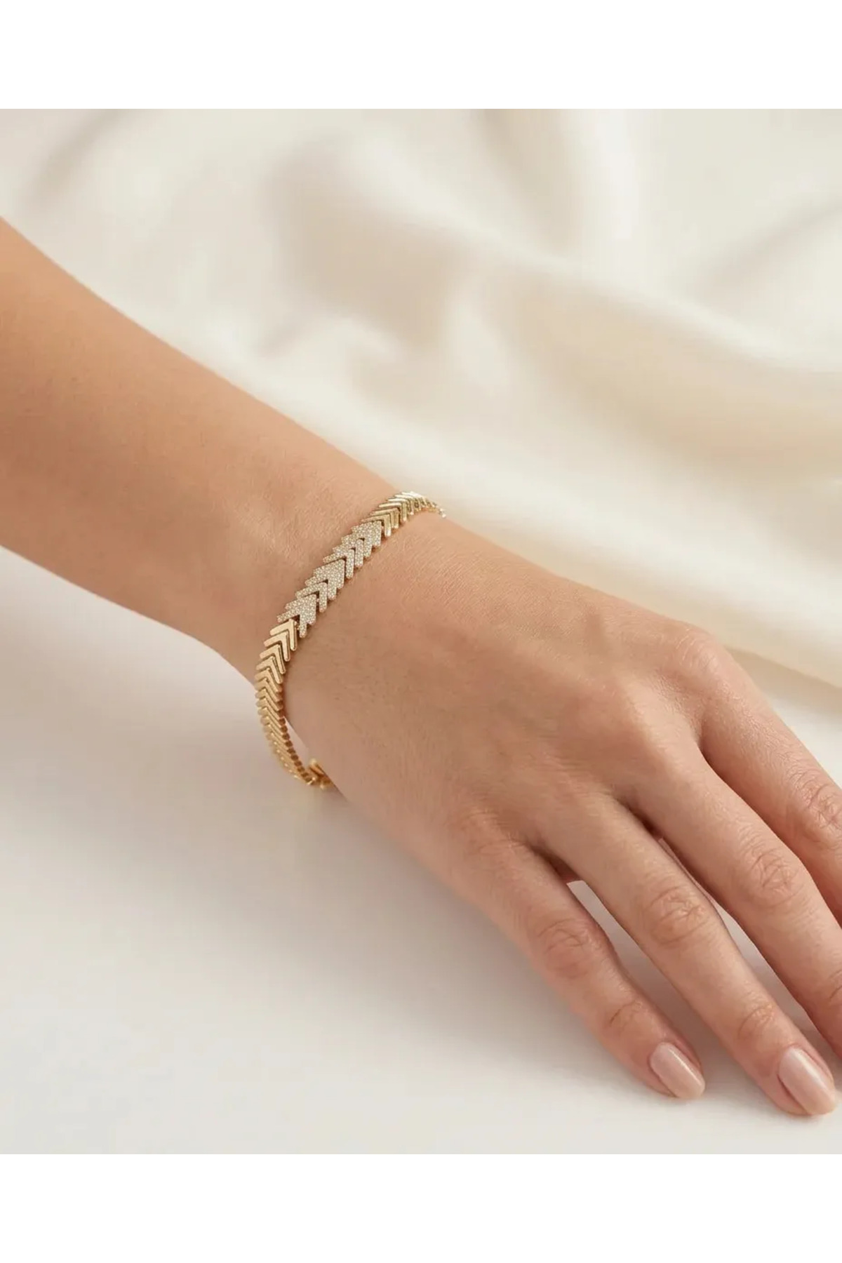 XUPING JEWELRY POKAK 14k Altın Kaplama Zirkon Taşlı Balık Sırtı Kuyumcu İşçiliği VIP Bileklik-17cm+2cm görsel 2
