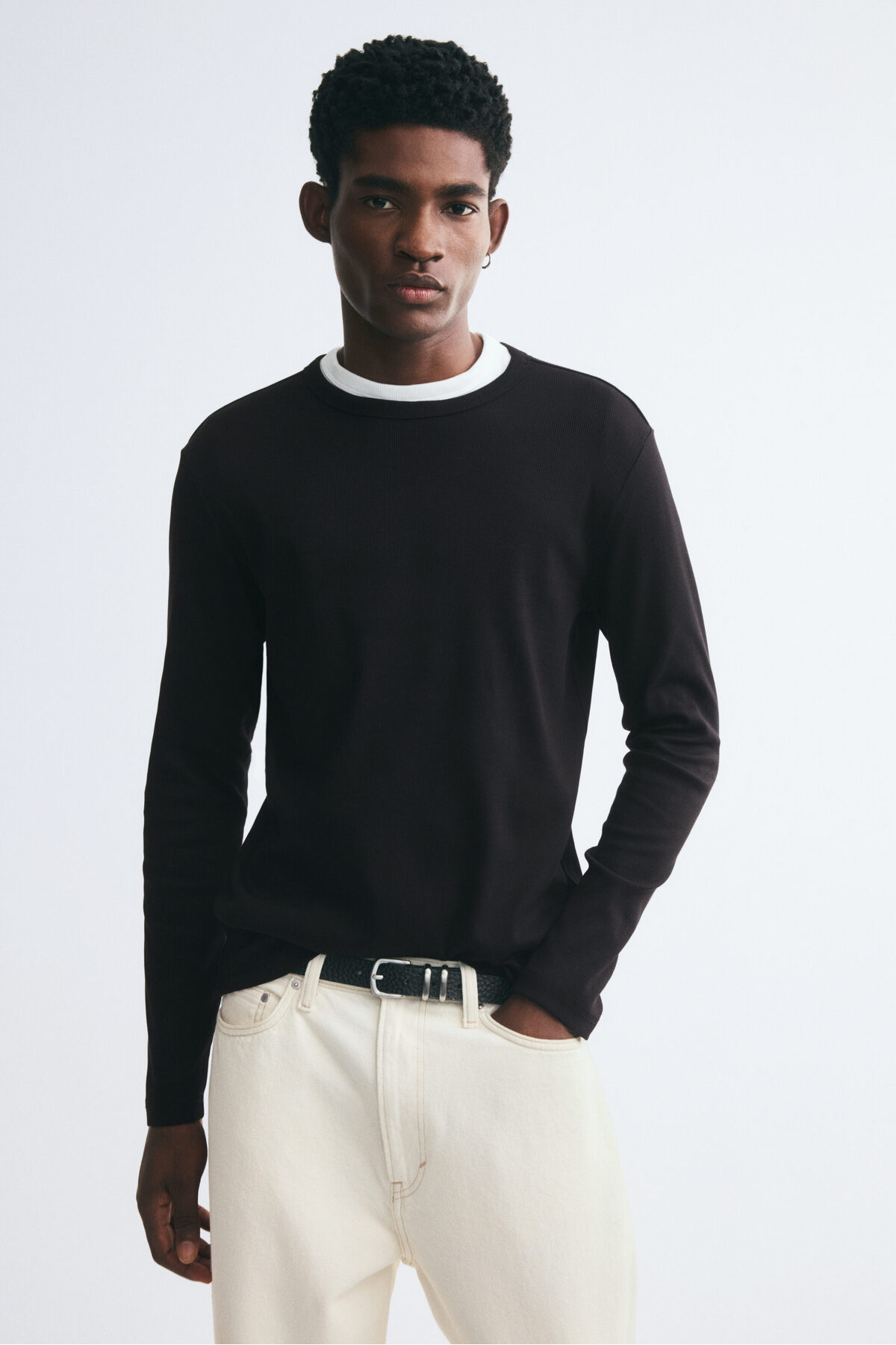 Pamuklu ve Uzun Kollu Tişört Slim Fit