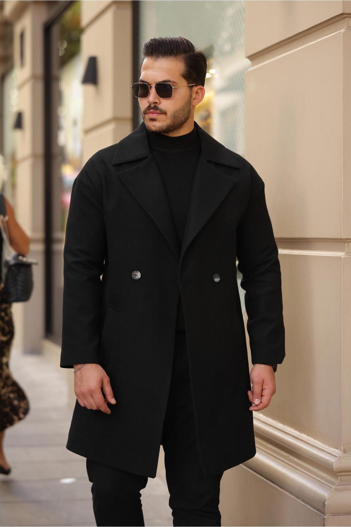 Oversize Kruvaze Yaka Kaban — مشکی OKBN — تصویر 3 از 4