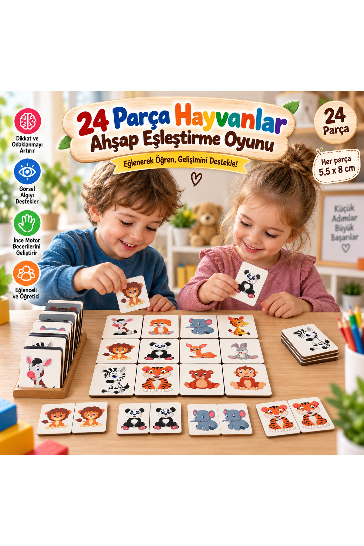 Trendy Toys Eğitici Ahşap Hafıza Eşleştirme Oyunu Animal Memory Game