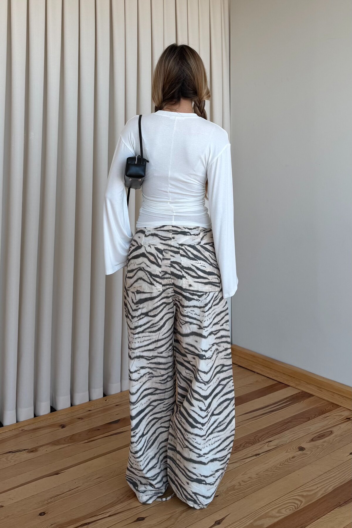 Laluvia Bej Zebra Desenli Pantolon - 19005 görsel 7