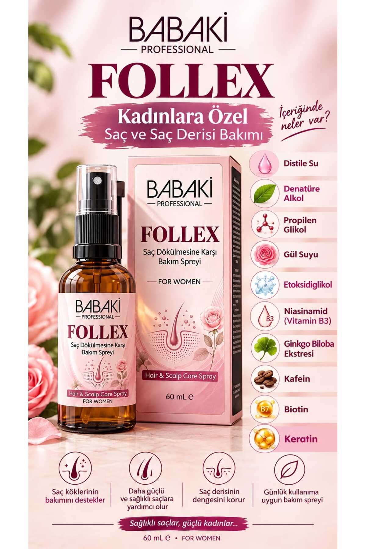 Professional Follex Kadınlara Özel Saç Dökülmesine Karşı Bakım Spreyi 60 ml — bayan follex
