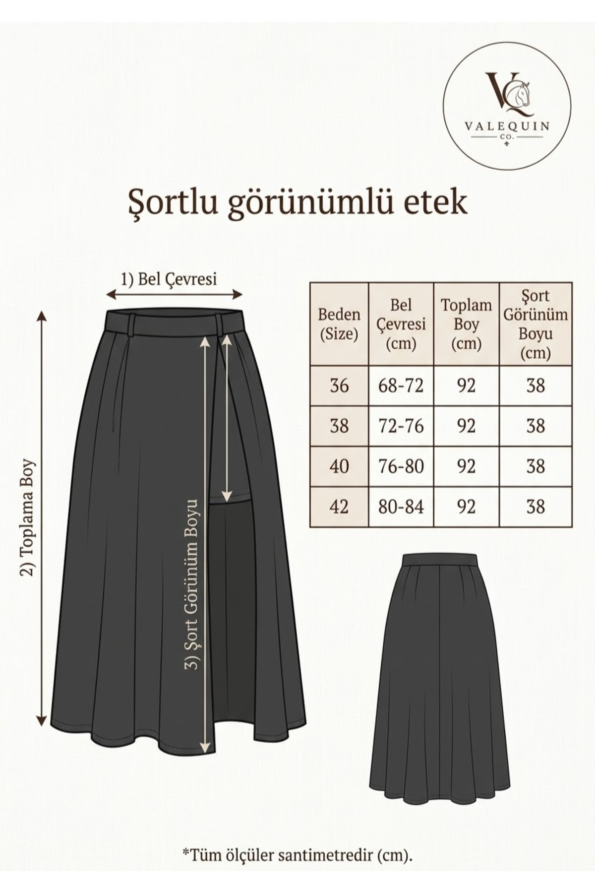VALEQUİN Şortlu görünümlü etek görsel 2