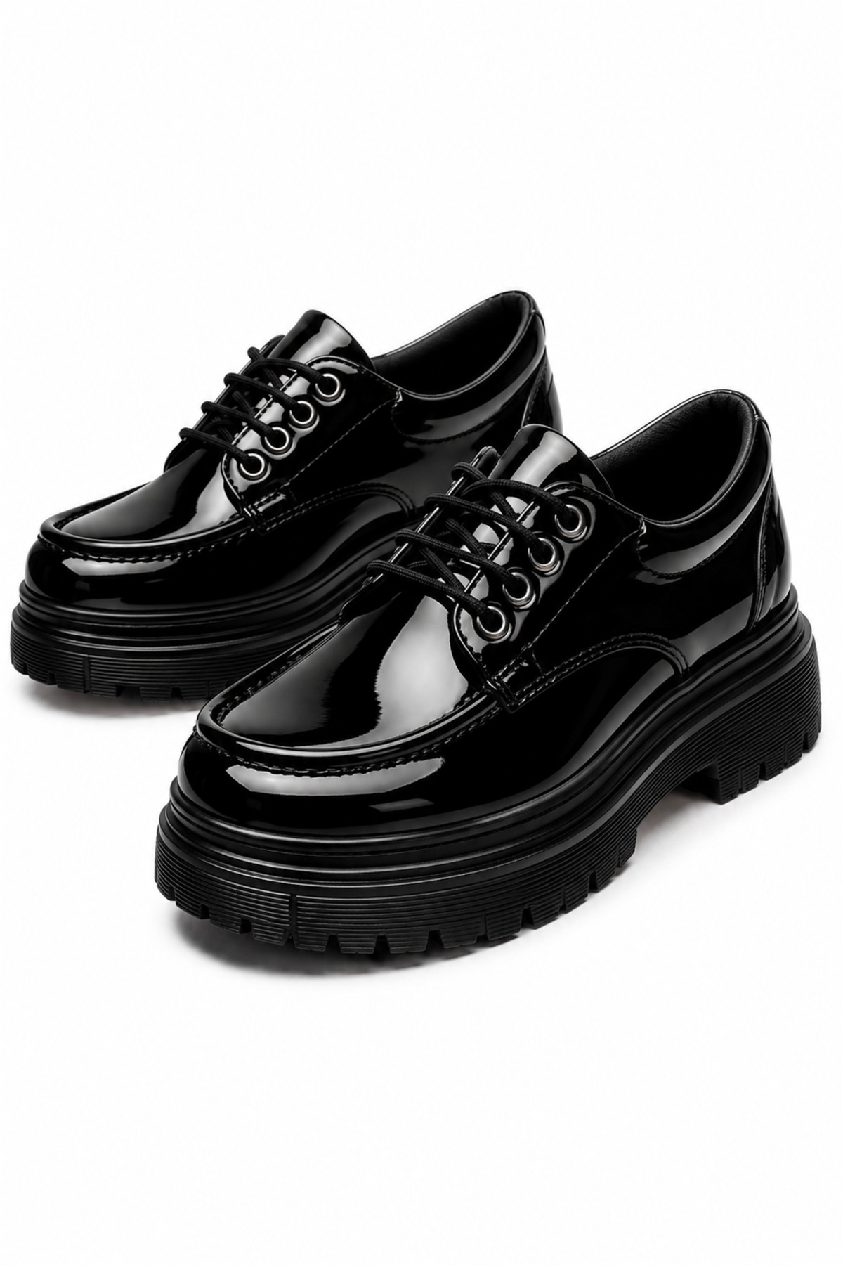 Lucy Shoes YG-X6 Erkek Günlük Bağcıklı Rugan Klasik Ayakkabı RST - Siyah