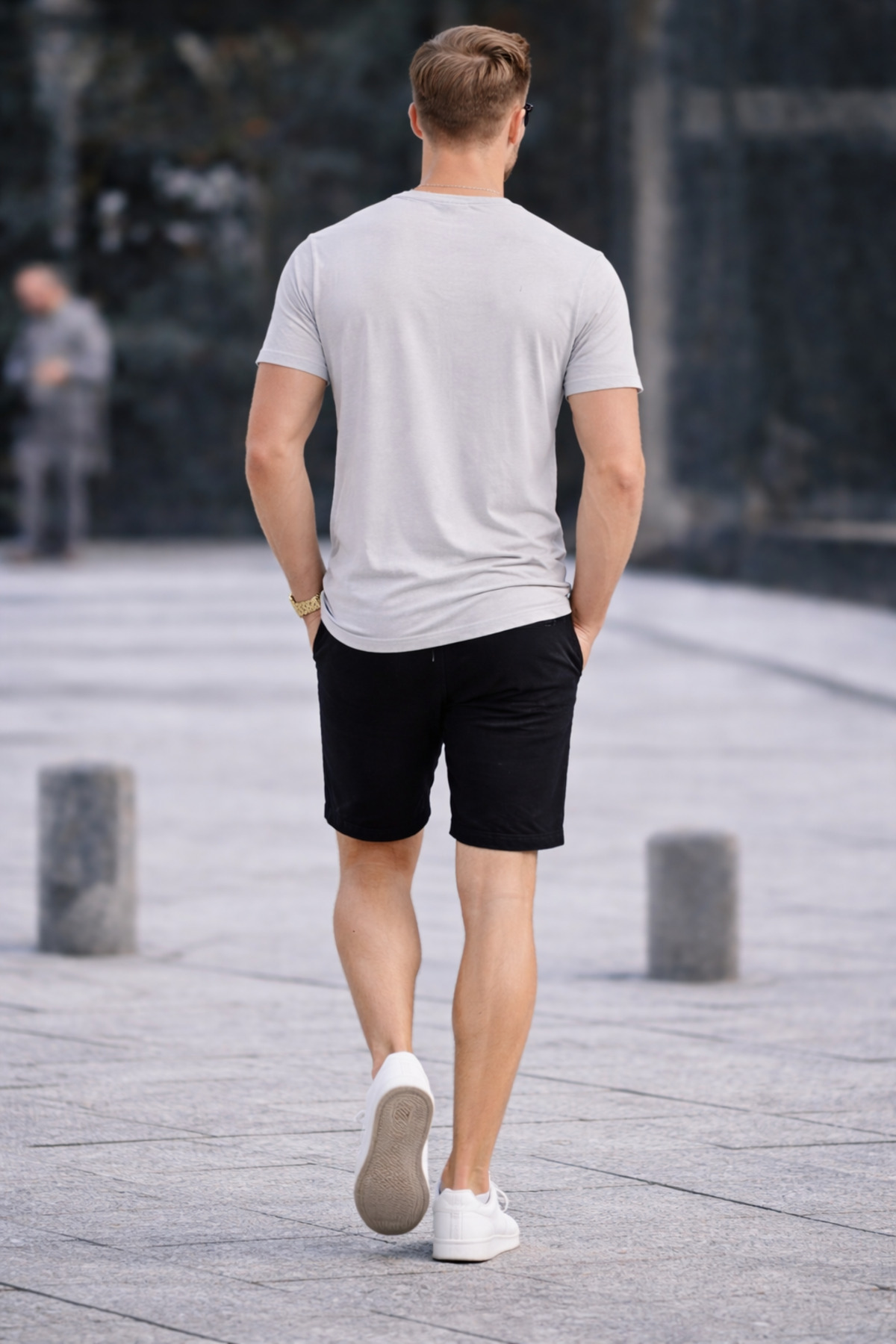 COMBİNE MİCHAİL Erkek Bisiklet Yaka Slim Basic Gri Tişört görsel 6