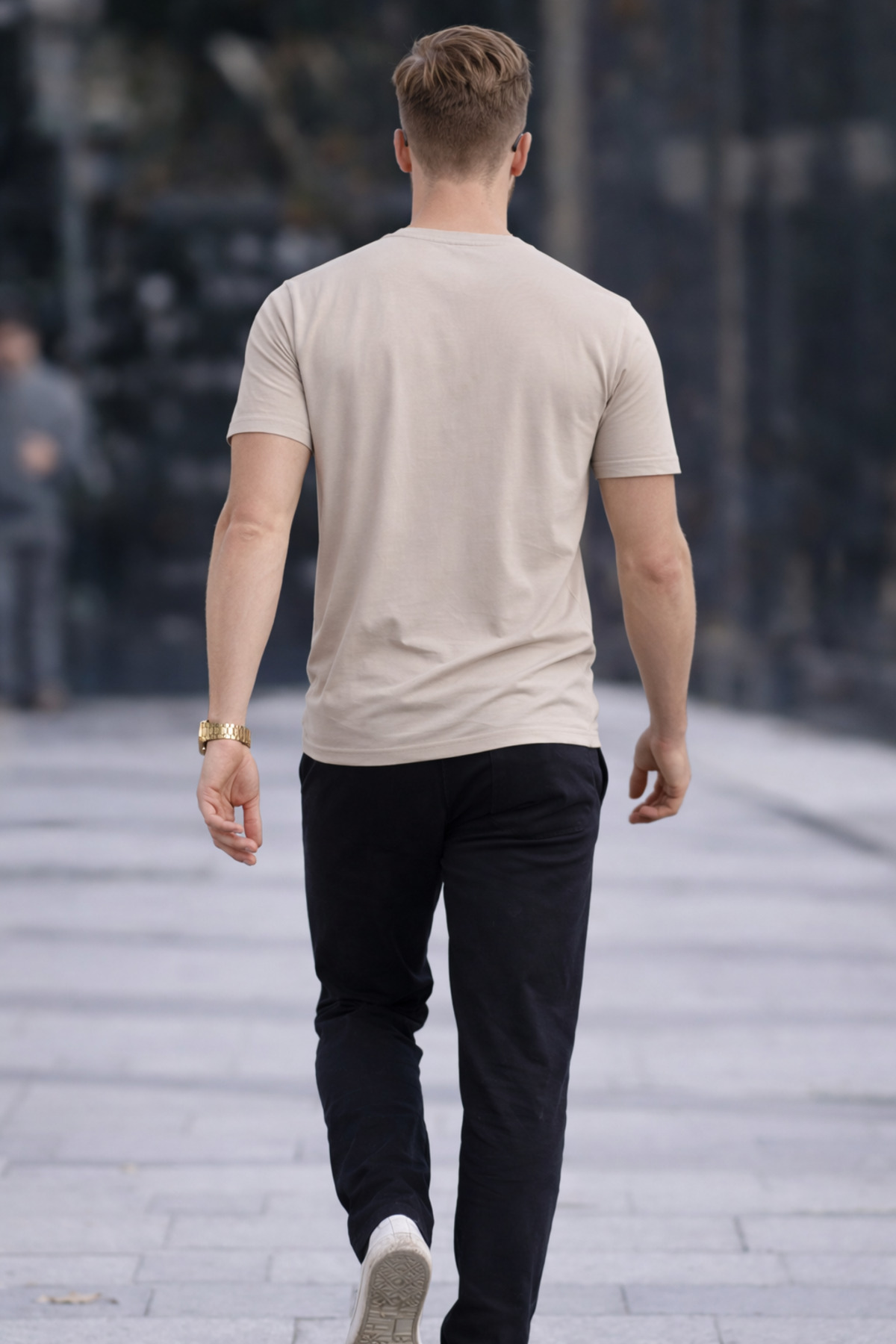 COMBİNE MİCHAİL Erkek Bisiklet Yaka Slim Basic Bej Tişört görsel 6